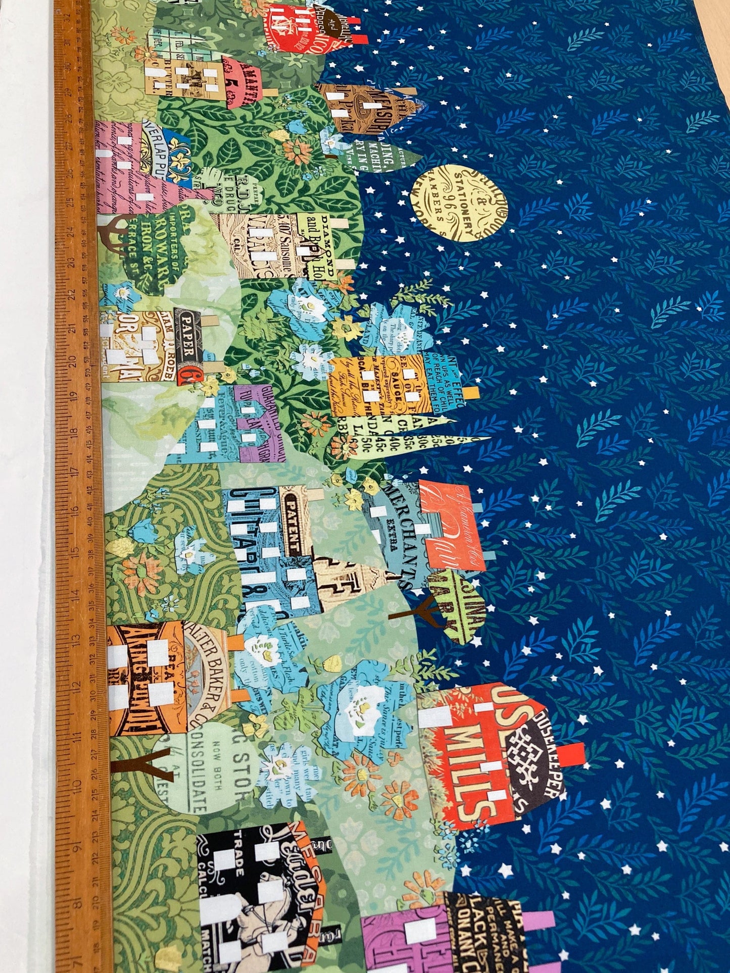 Moda 'Paper Hamlet' Quilting Cotton 'Midnight' Double Border Print