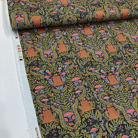 Moda 'Night Owl' Quilting Cotton 'Woodland' in Midnight