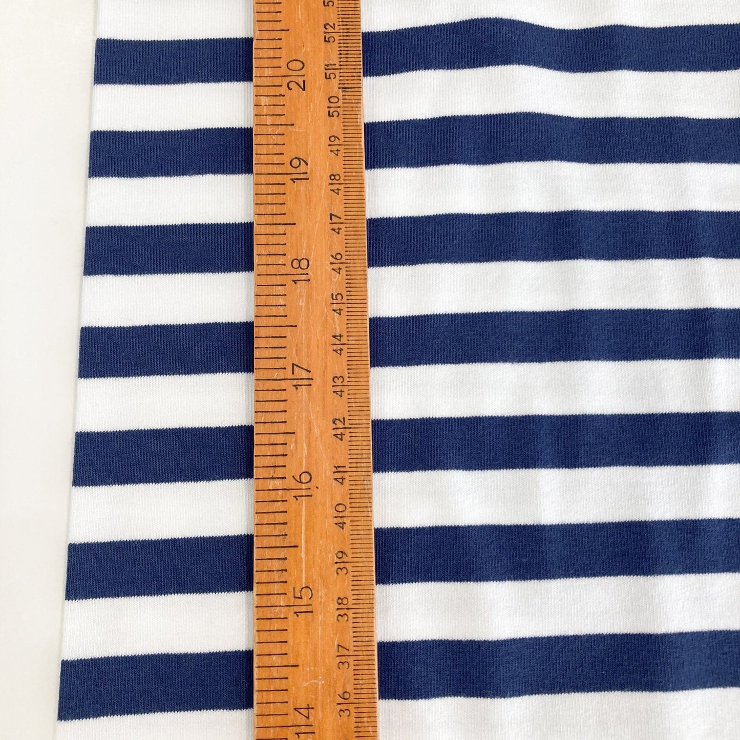 Cotton French Terry with Breton Stripe in Navy and White