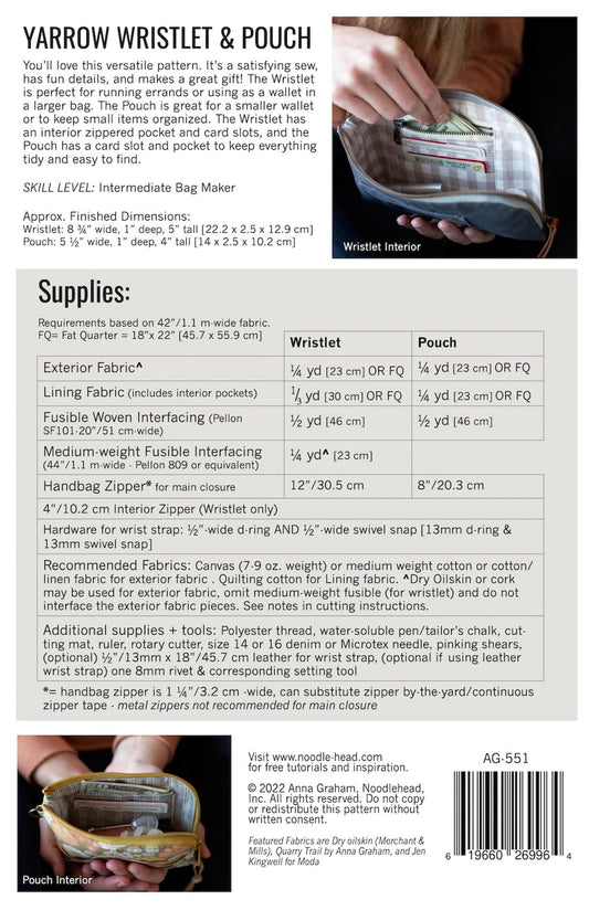 Noodlehead: Yarrow Wristlet & Pouch