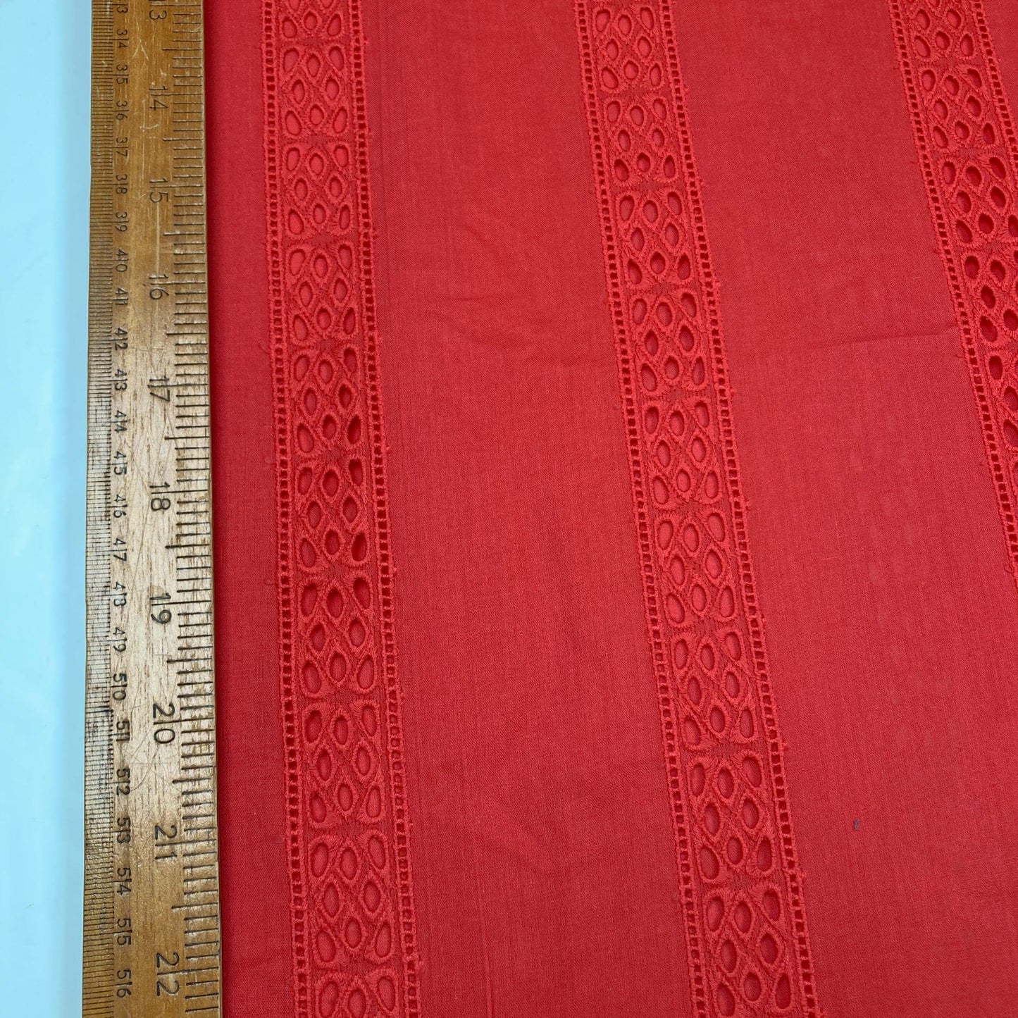 Embroidered Organic Cotton Batiste in Red