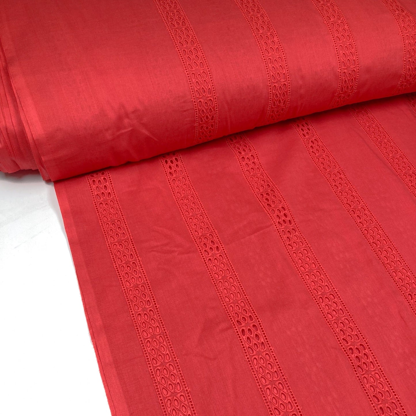 Embroidered Organic Cotton Batiste in Red