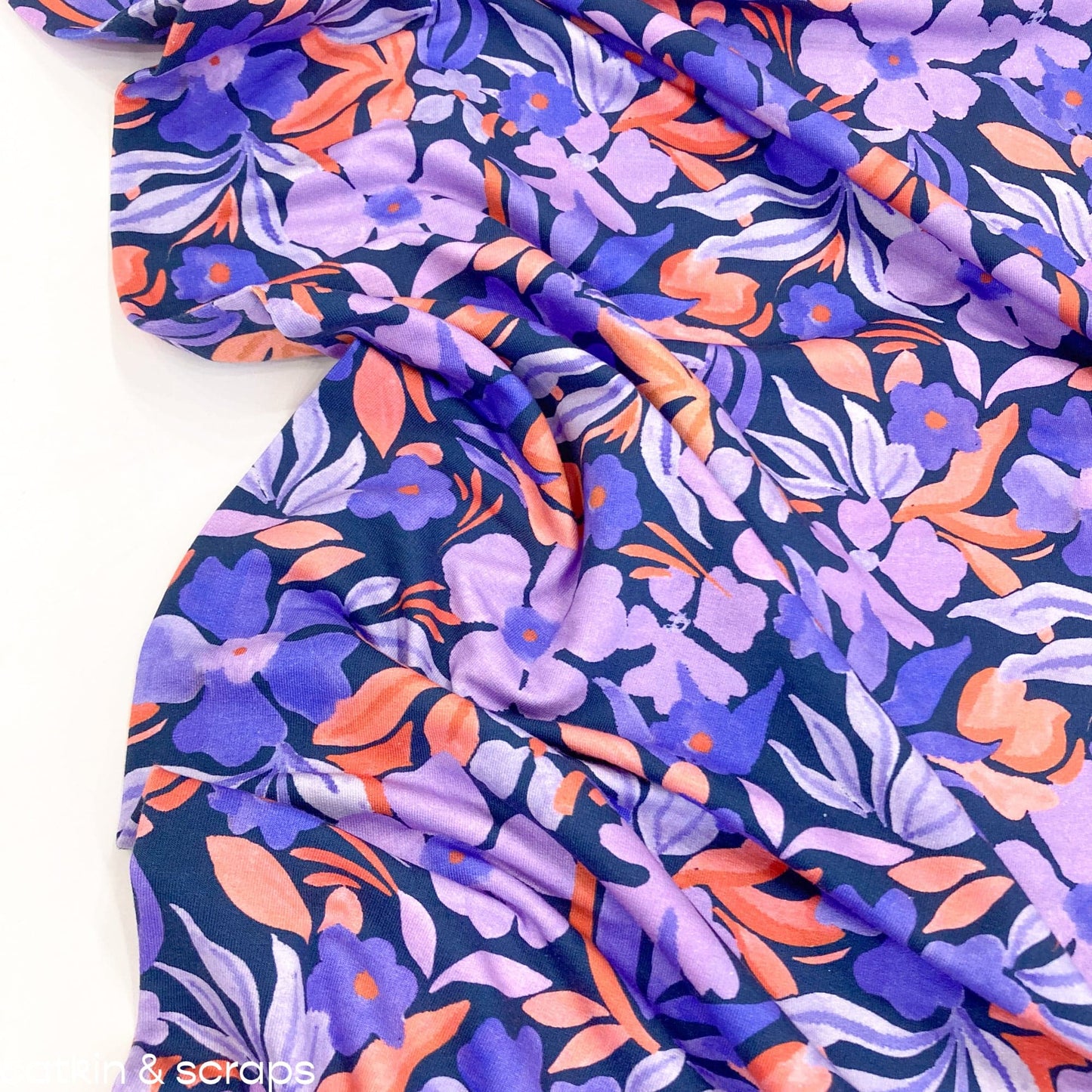 Cotton French Terry Sweatshirting 'Flowers'