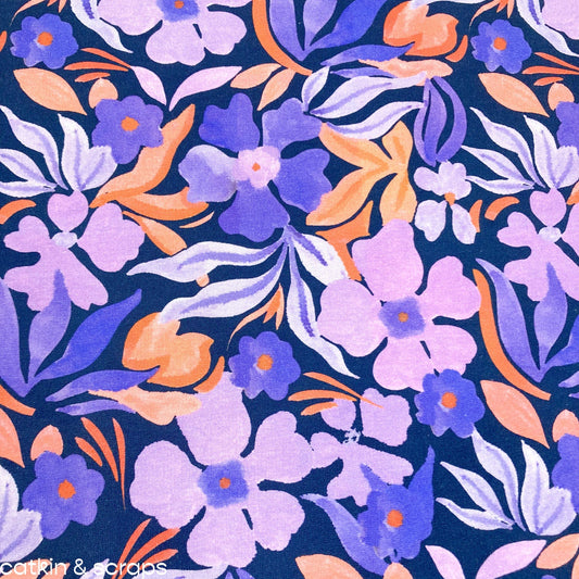 Cotton French Terry Sweatshirting 'Flowers'