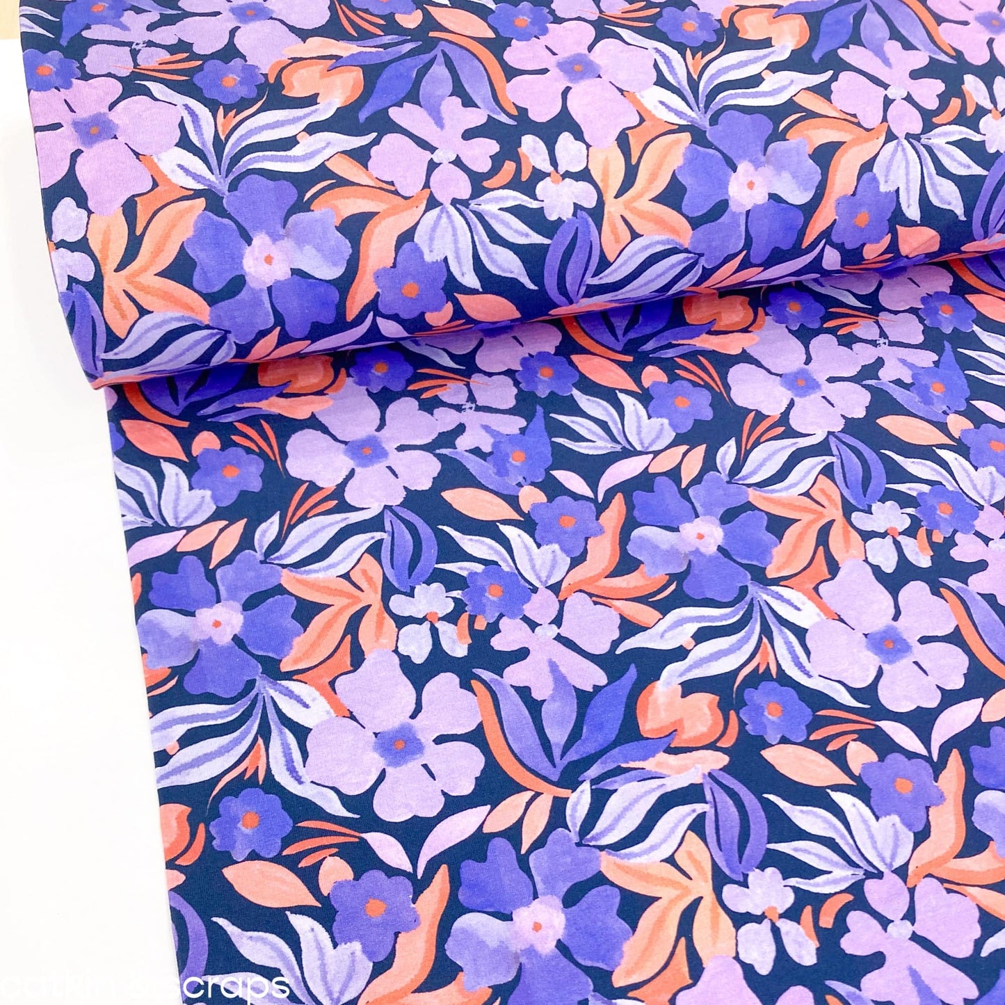 Cotton French Terry Sweatshirting 'Flowers'