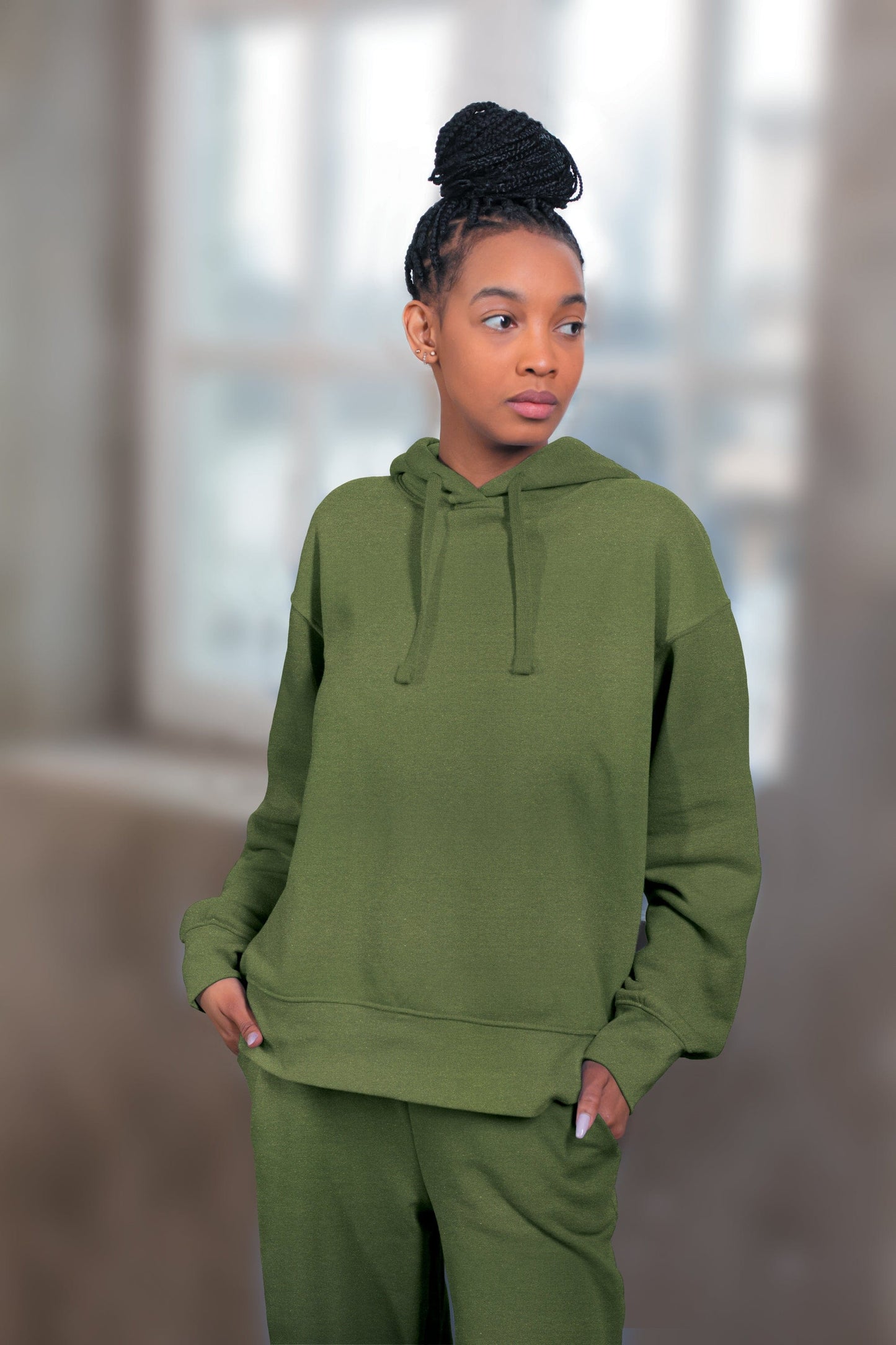 Recycled Cotton Mix Fleece-Backed Jersey in Pickle