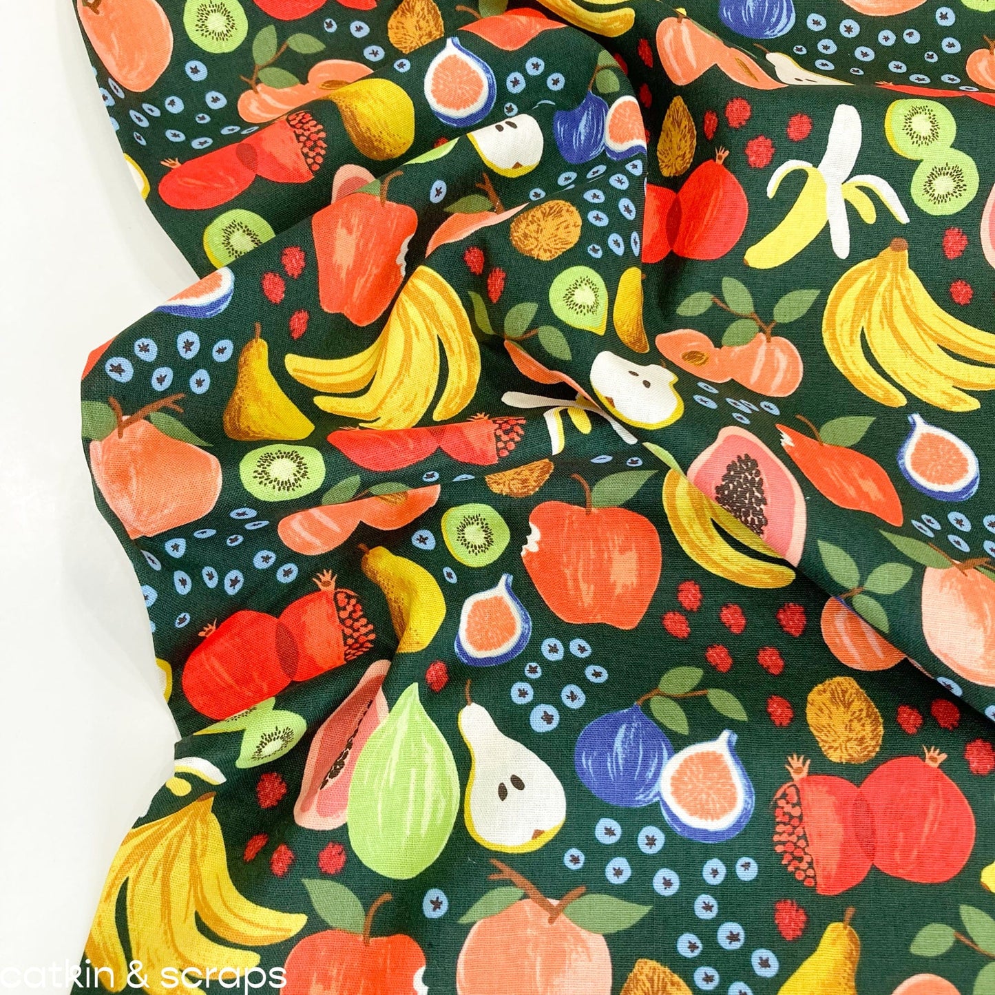 Rifle Paper Co. 'Orchard' Cotton & Linen Canvas 'Fruit Stand' in Hunter Green