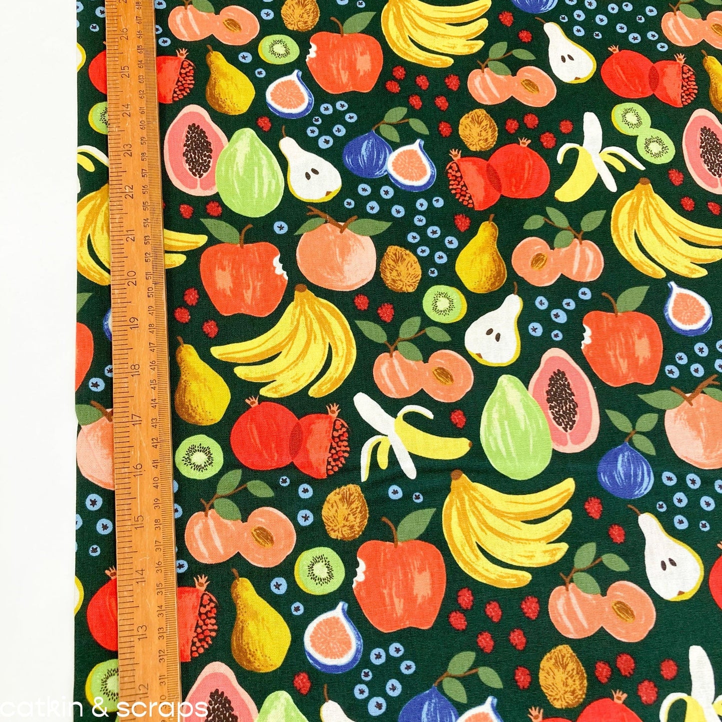 Rifle Paper Co. 'Orchard' Cotton & Linen Canvas 'Fruit Stand' in Hunter Green