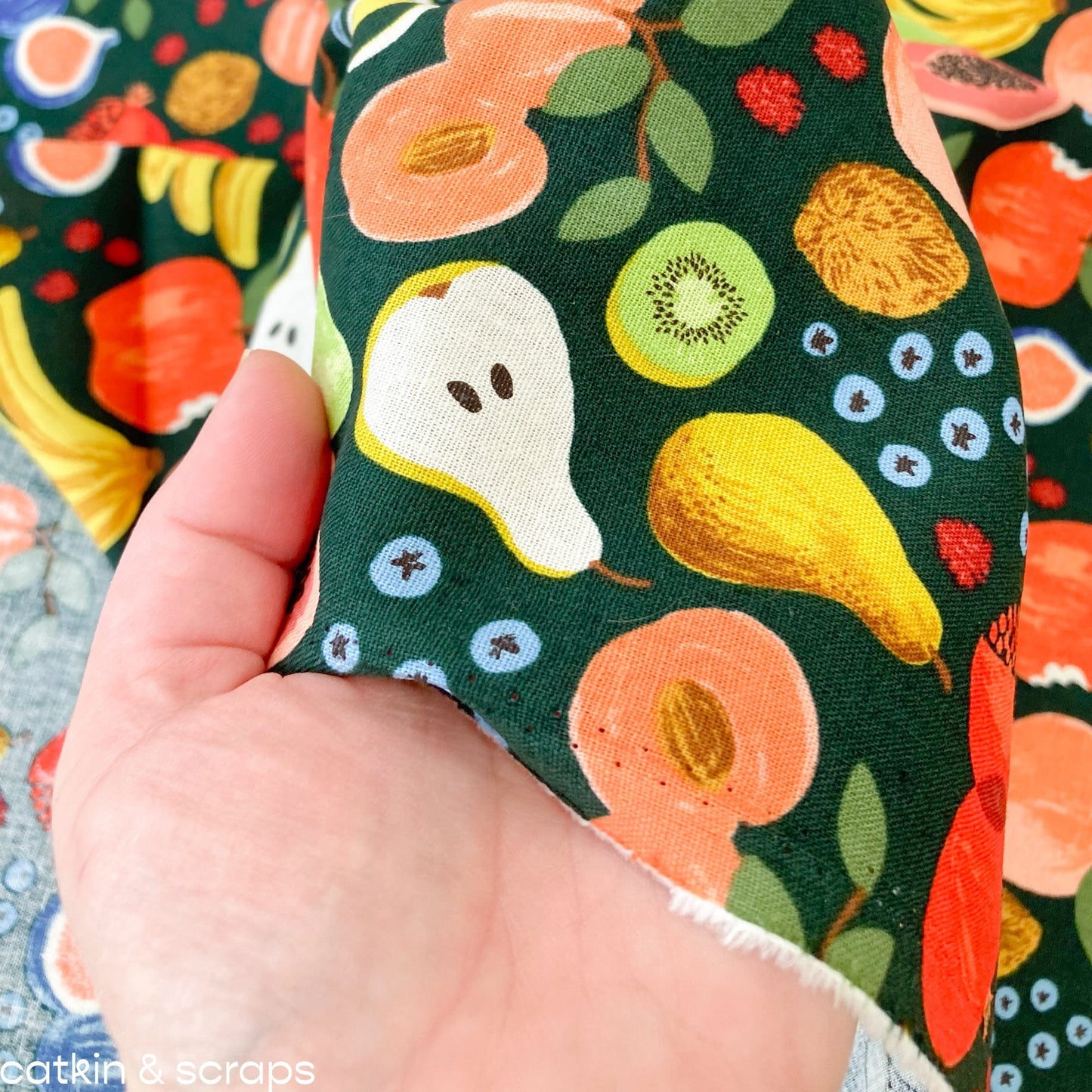 Rifle Paper Co. 'Orchard' Cotton & Linen Canvas 'Fruit Stand' in Hunter Green