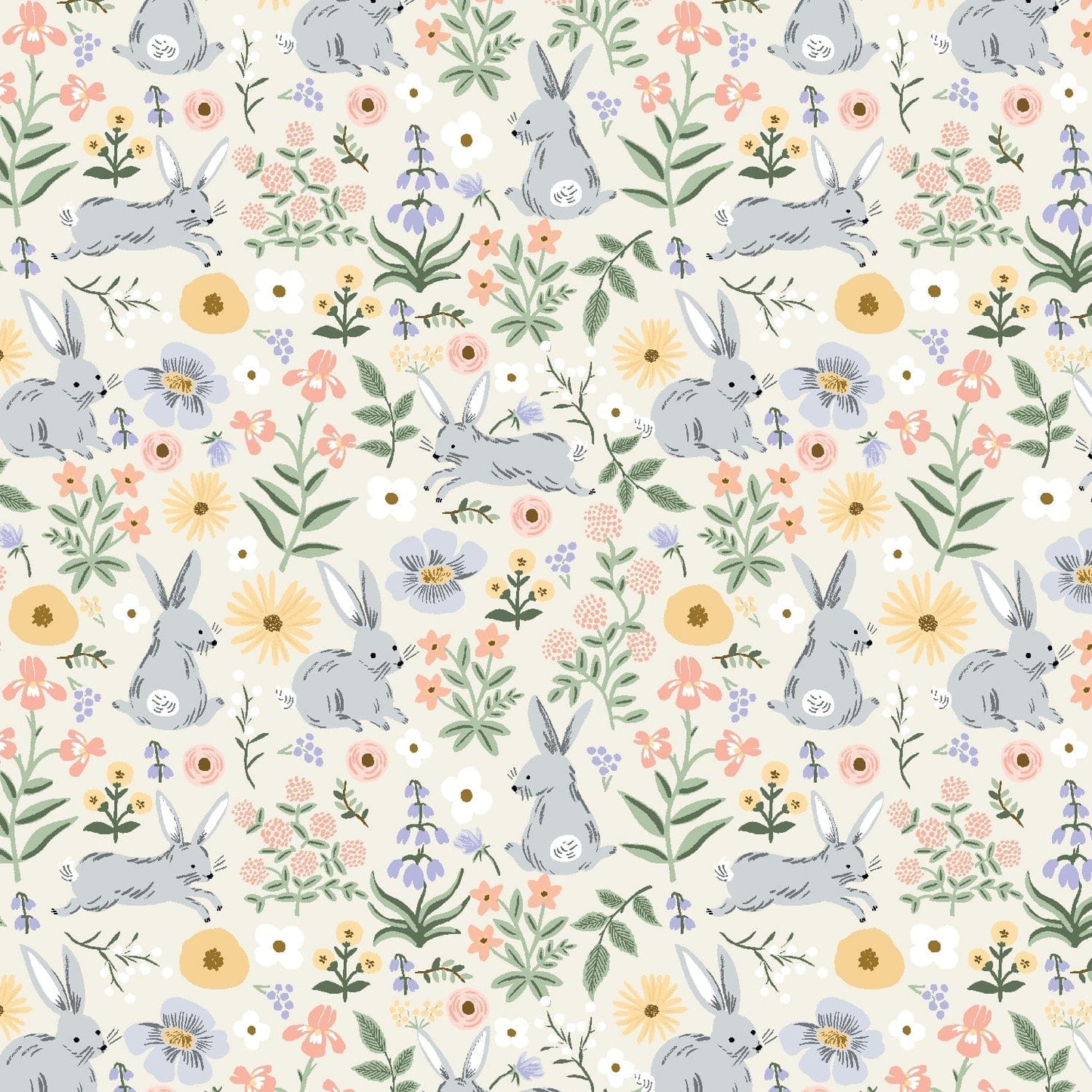 Rifle Paper Co. 'Easter II' Quilting Cotton 'Bunny Floral' in Cream