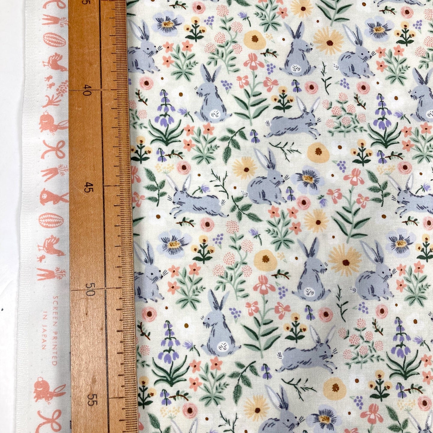 Rifle Paper Co. 'Easter II' Quilting Cotton 'Bunny Floral' in Cream