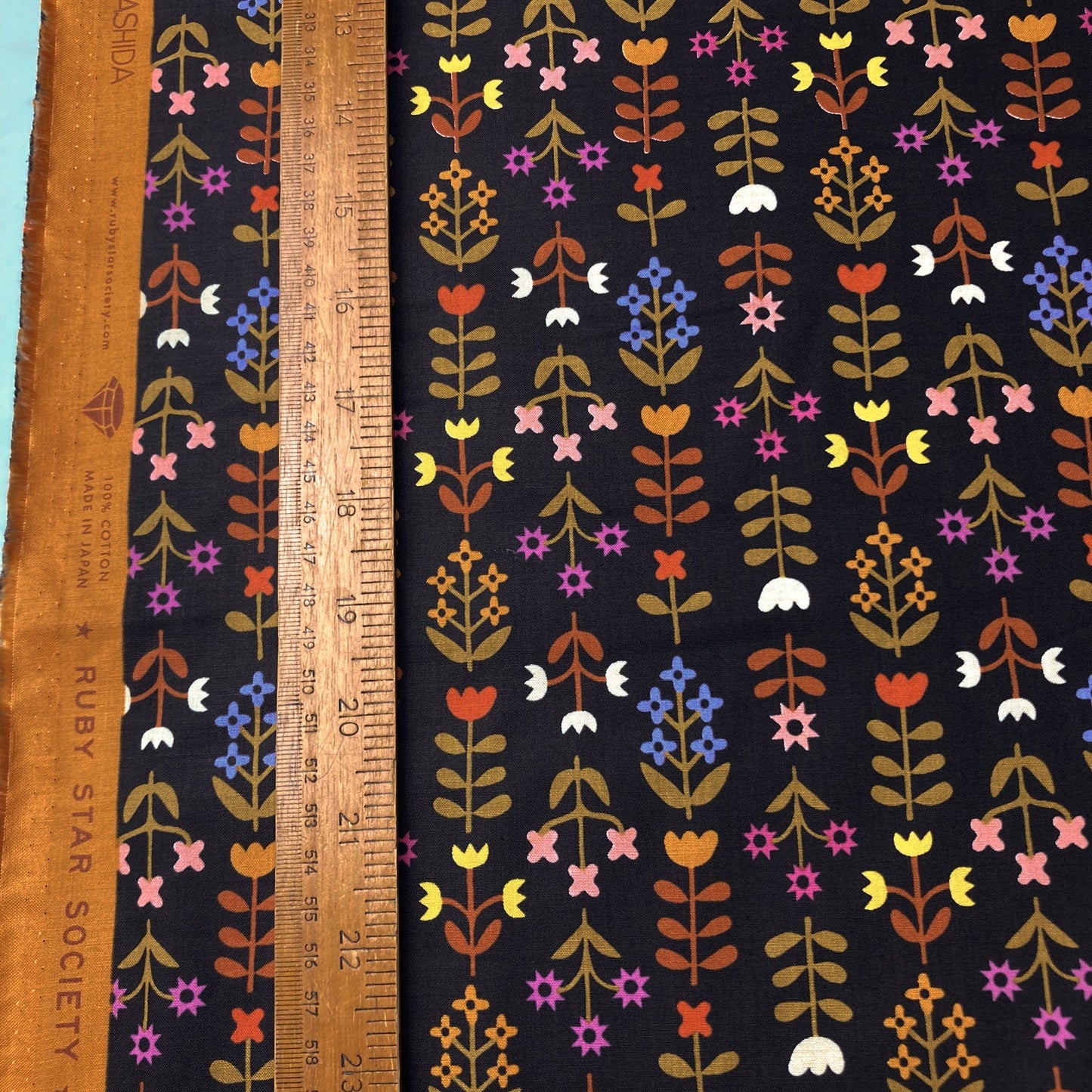 Ruby Star Society 'Favourite Flowers' Quilting Cotton 'Meadows' in Soft Black