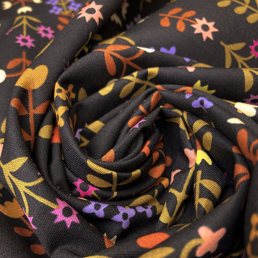 Ruby Star Society 'Favourite Flowers' Quilting Cotton 'Meadows' in Soft Black