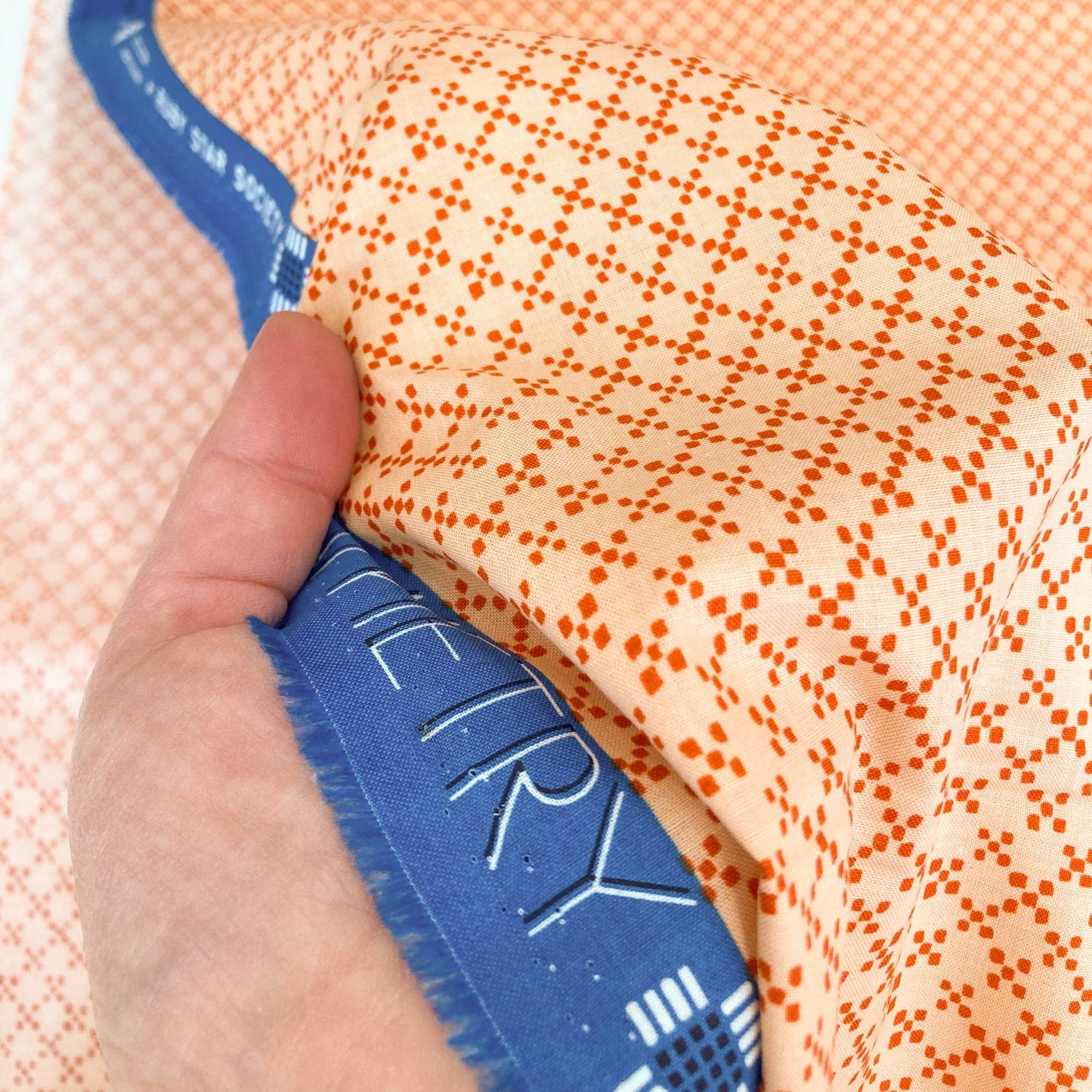 Ruby Star Society 'Geometry' Quilting Cotton 'Tiles' in Creamsicle