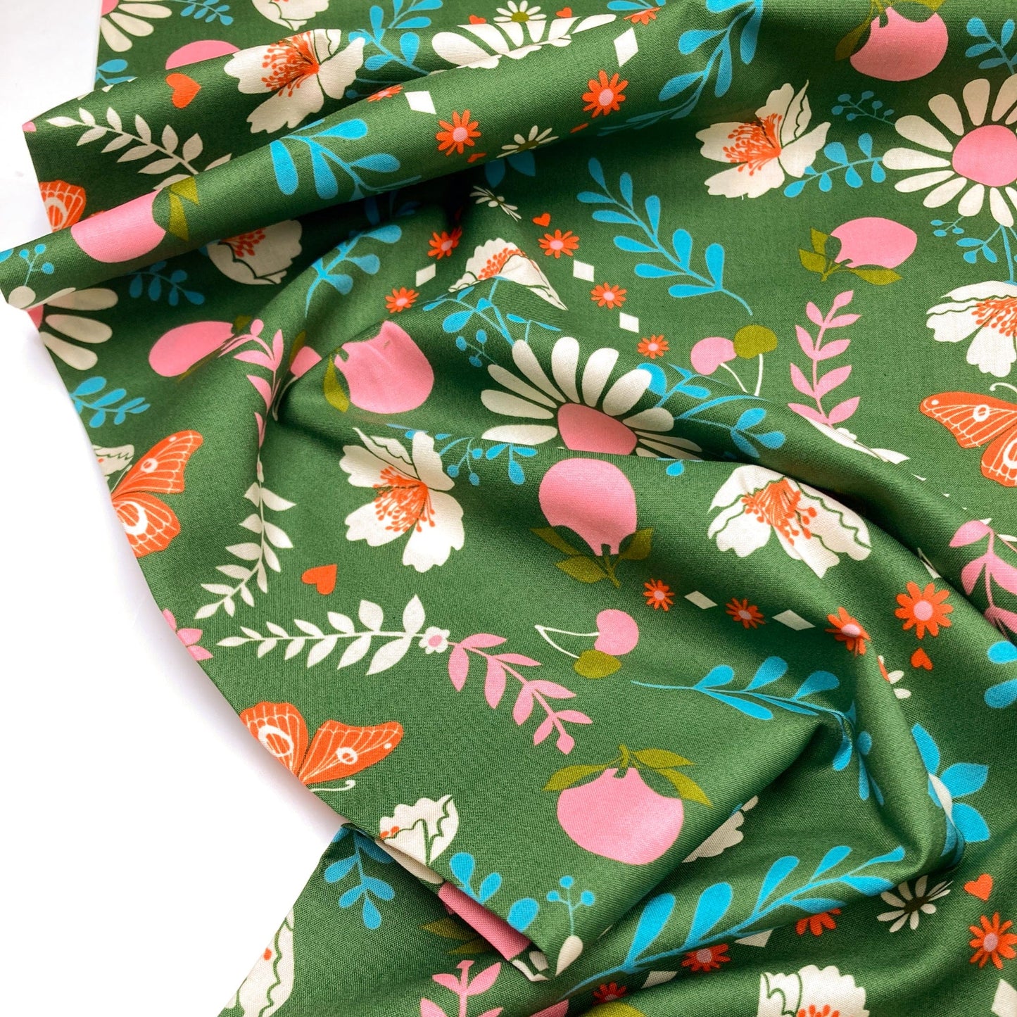 Ruby Star Society 'Juicy' Quilting Cotton 'Poppy Garden' in Sarah Green