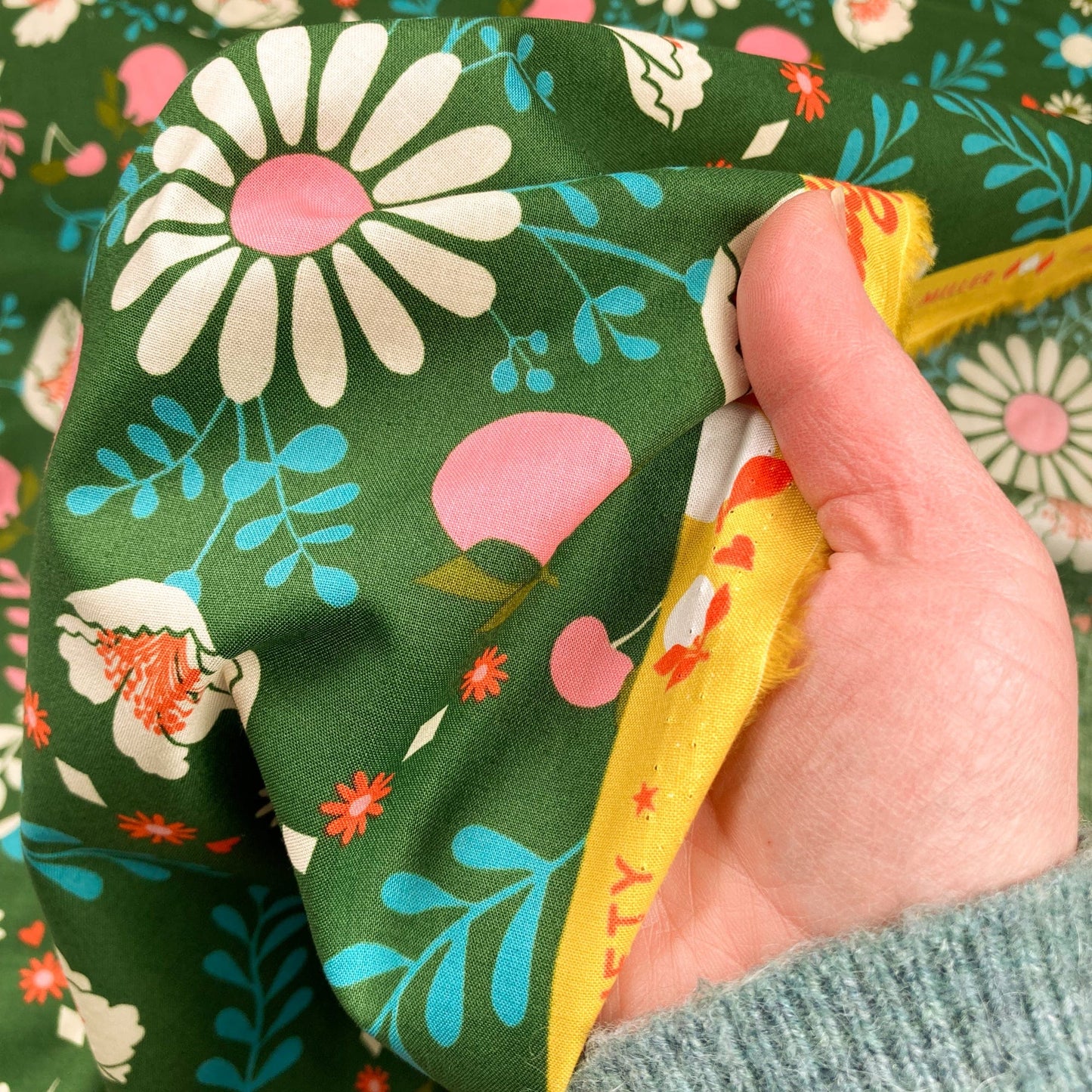 Ruby Star Society 'Juicy' Quilting Cotton 'Poppy Garden' in Sarah Green