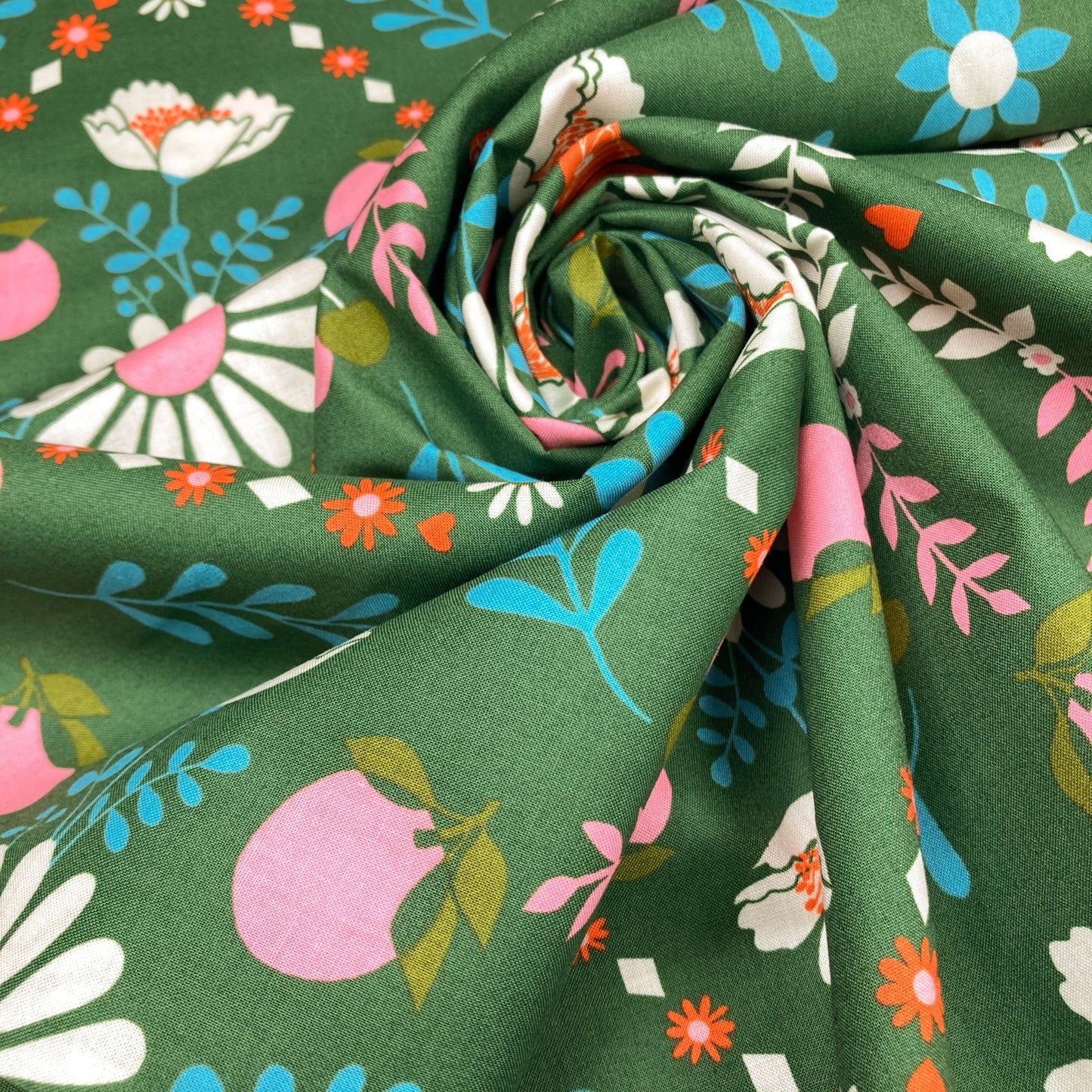 Ruby Star Society 'Juicy' Quilting Cotton 'Poppy Garden' in Sarah Green