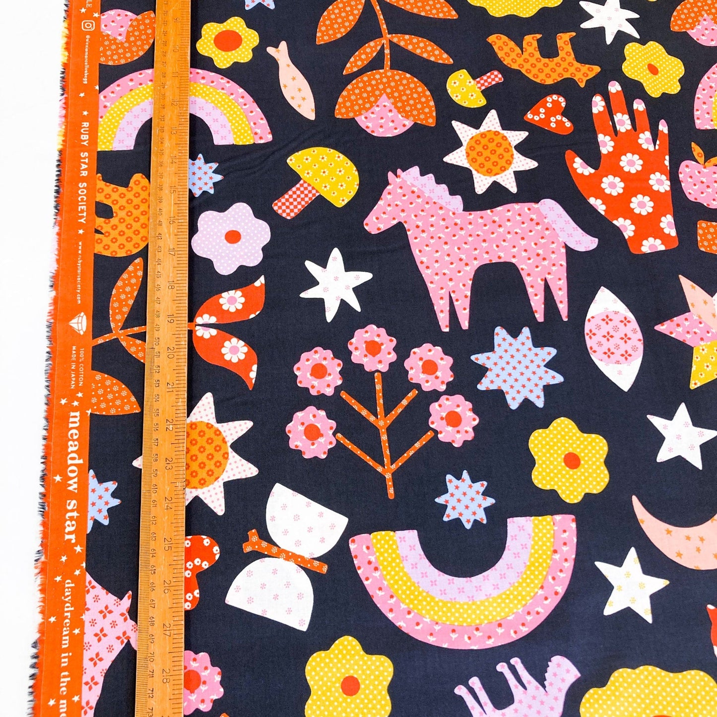 Ruby Star Society 'Meadow Star' Quilting Cotton 'Appliqué' in 'Soft Black'