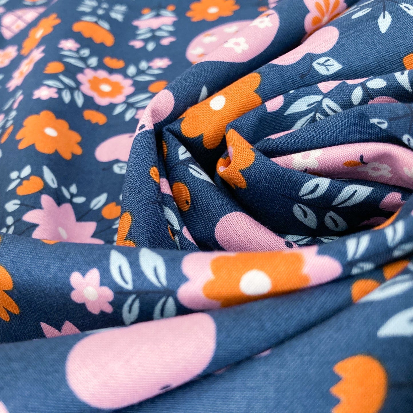 Ruby Star Society 'Lil' Quilting Cotton 'Calico Apples' in Bluebell