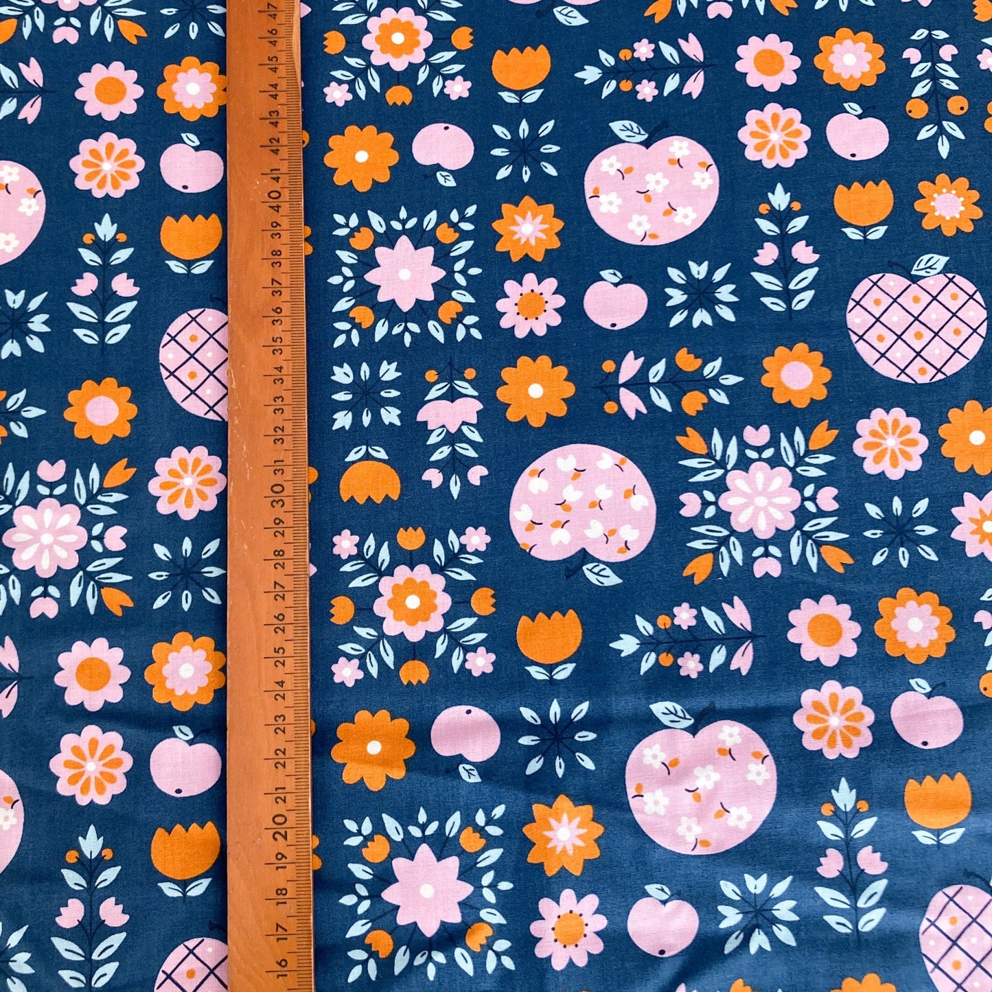 Ruby Star Society 'Lil' Quilting Cotton 'Calico Apples' in Bluebell