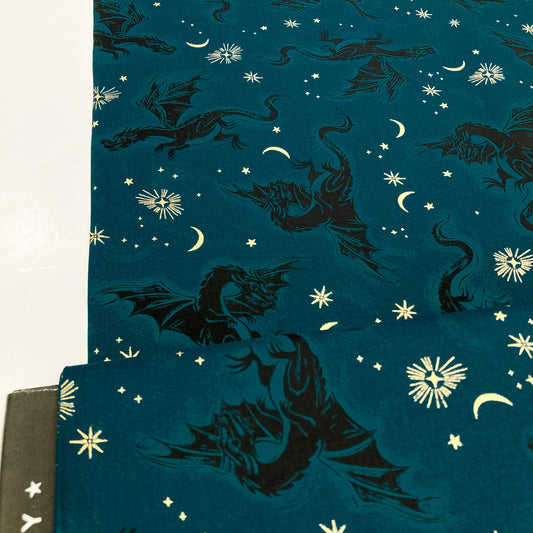 Ruby Star Society 'Fireglow' Quilting Cotton 'Etched Dragons' in Galaxy