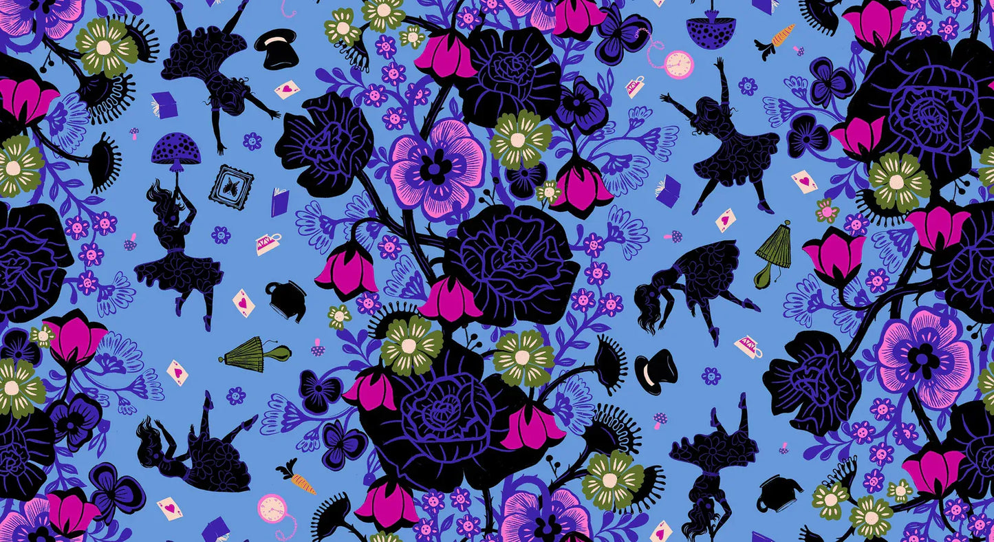 Ruby Star Society 'Hello Alice' Quilting Cotton 'Rabbit Hole' in Lindley Blue