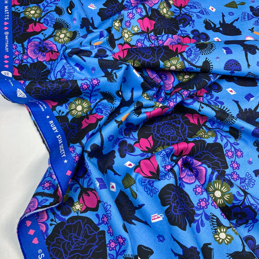 Ruby Star Society 'Hello Alice' Quilting Cotton 'Rabbit Hole' in Lindley Blue