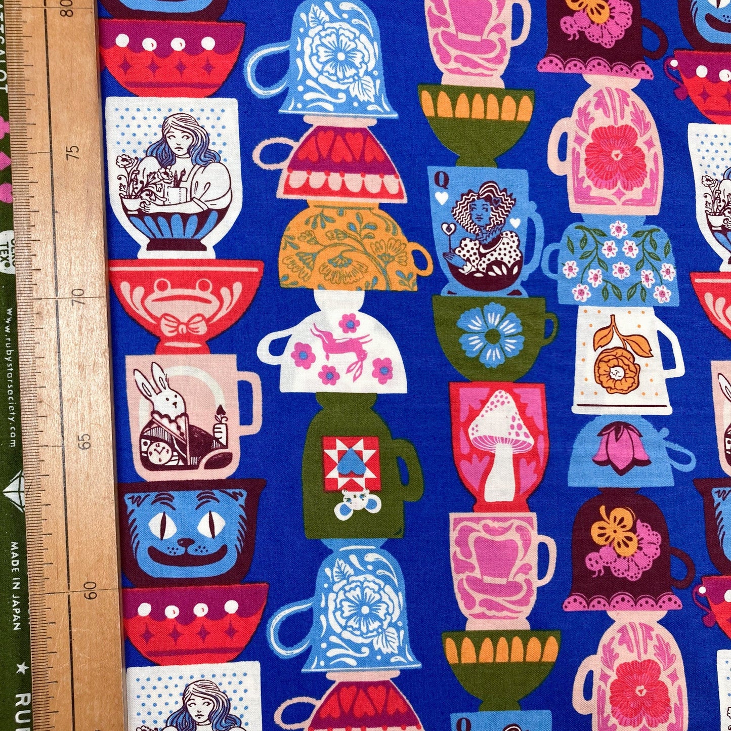 Ruby Star Society 'Hello Alice' Quilting Cotton 'Tea Party' in Blue Ribbon