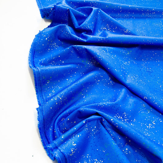 Ruby Star Society 'Speckled' Quilting Cotton in 'Blue Ribbon' (Metallic)