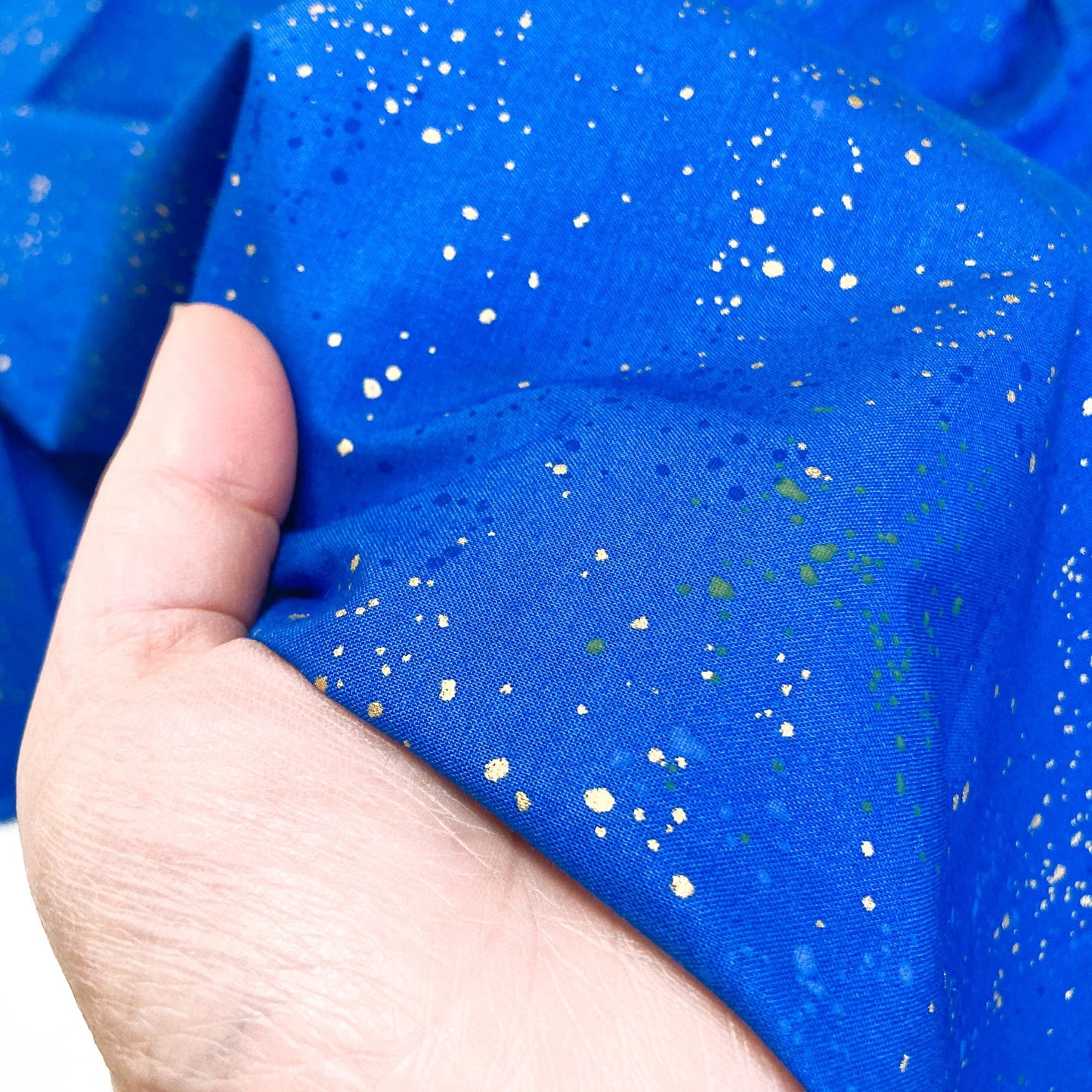 Ruby Star Society 'Speckled' Quilting Cotton in 'Blue Ribbon' (Metallic)