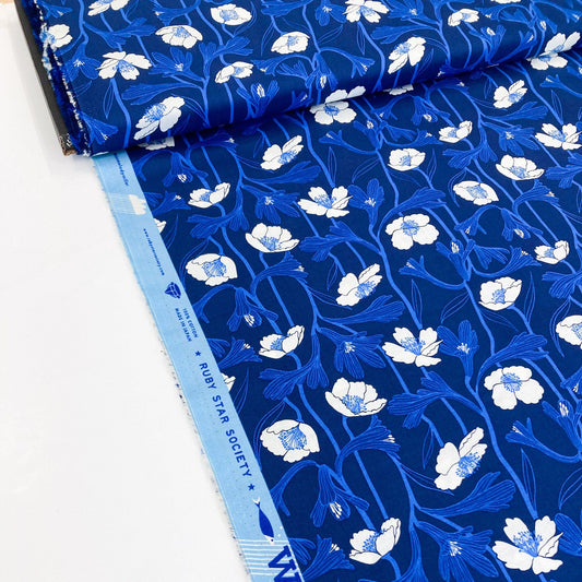 Ruby Star Society 'Water' Quilting Cotton 'Water Flowers' in 'Navy'
