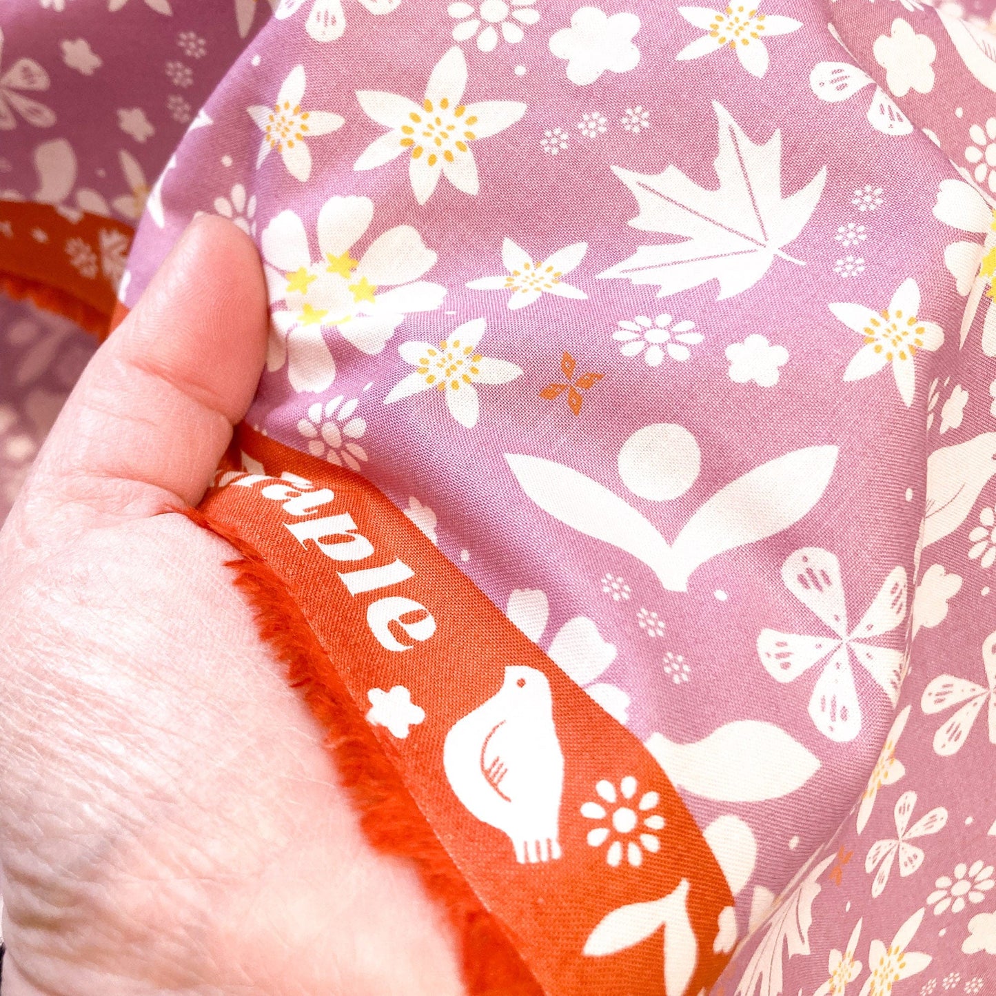 Ruby Star Society 'Sugar Maple' Quilting Cotton 'Pollinator' in Dark Peony