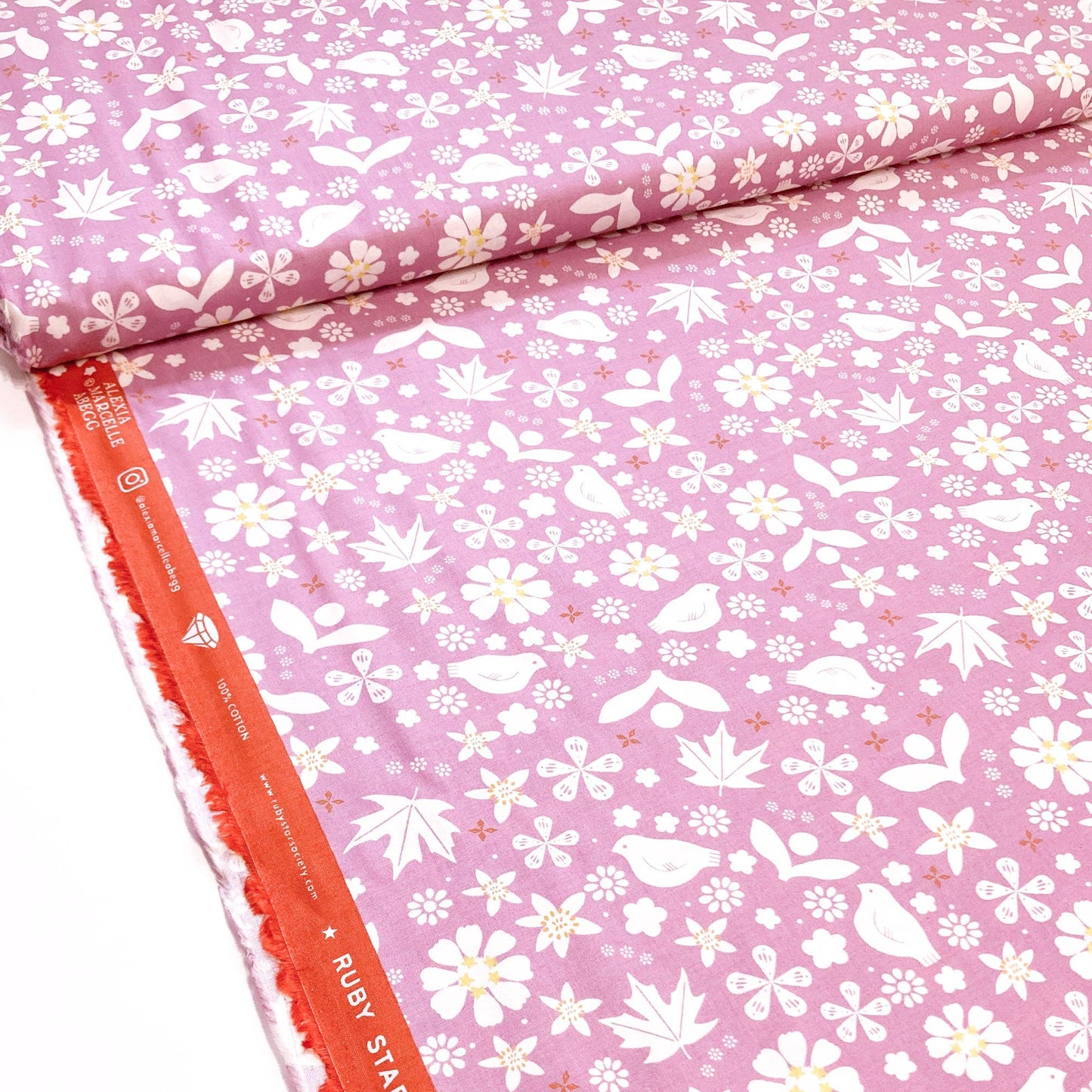 Ruby Star Society 'Sugar Maple' Quilting Cotton 'Pollinator' in Dark Peony