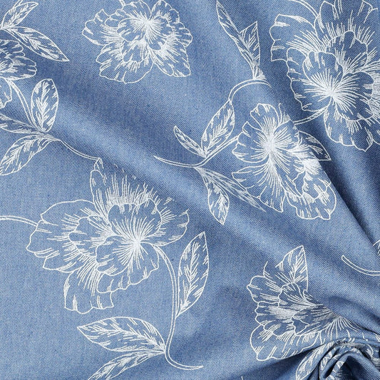Cotton Chambray with Floral Print