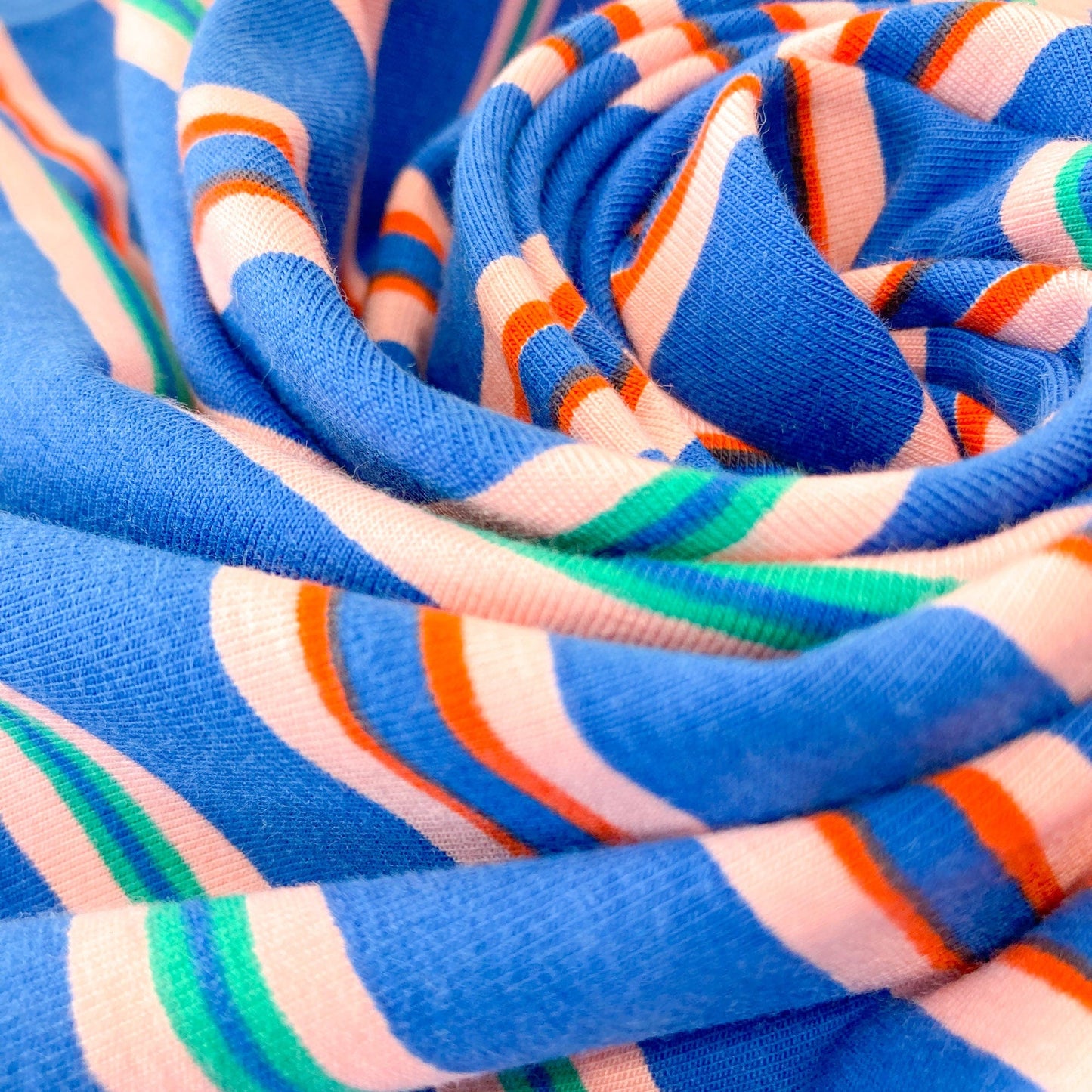 Cotton Jersey Stripes' in Blue