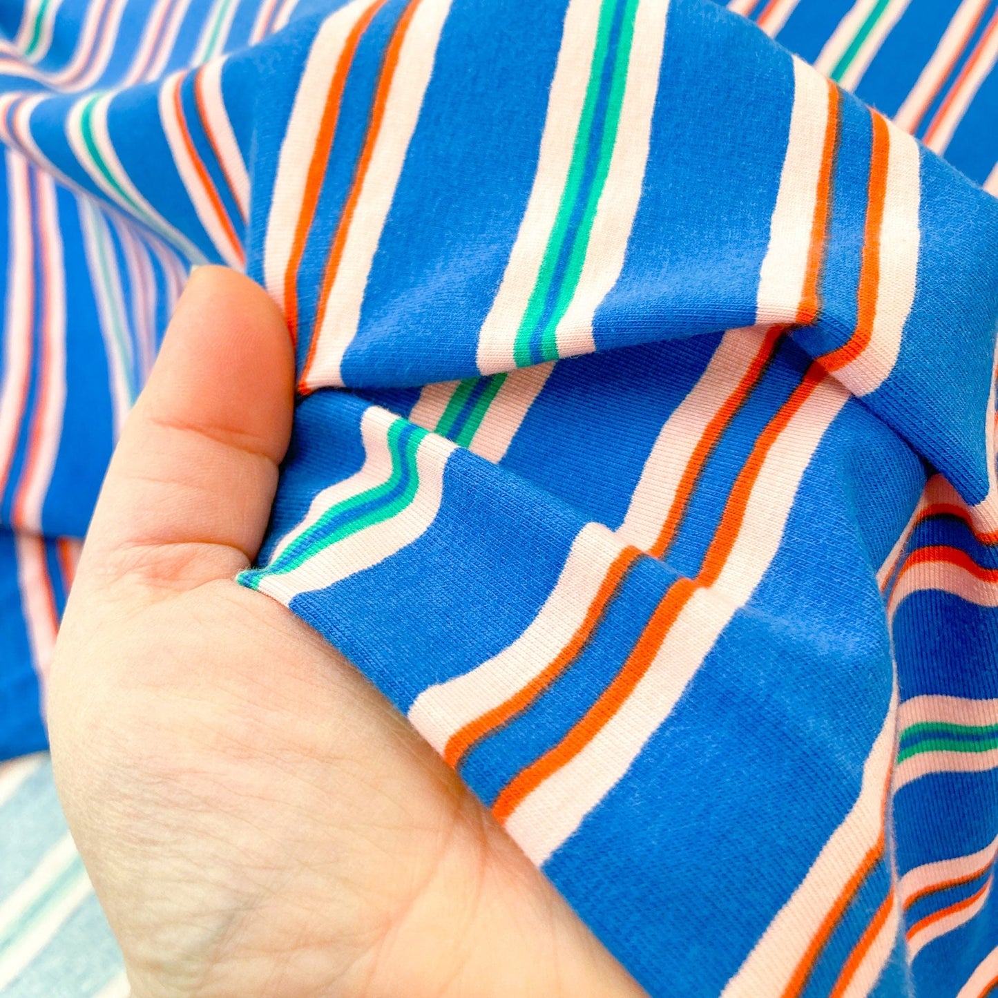 Cotton Jersey Stripes' in Blue