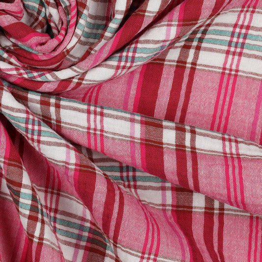 40cm Piece Double Sided Cotton Double Gauze in Pink Check