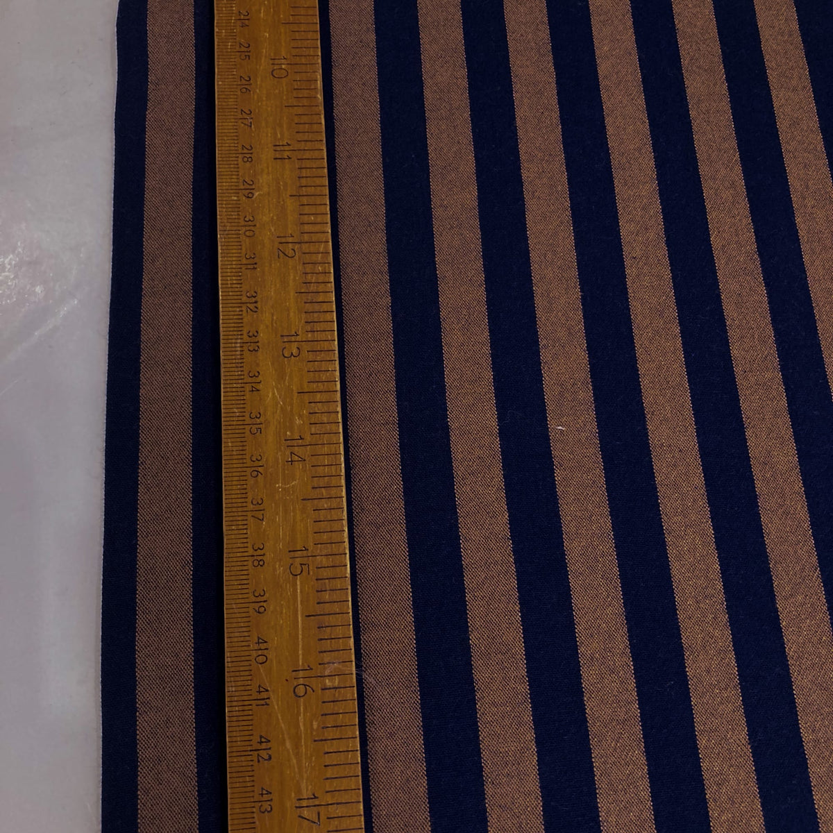 Yarn-Dyed Cotton Stripe Navy and Tan