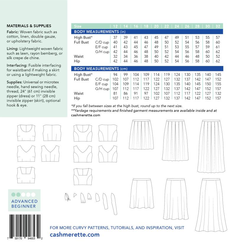 Cashmerette: Upton Dress & Skirt Plus Expansion Pack