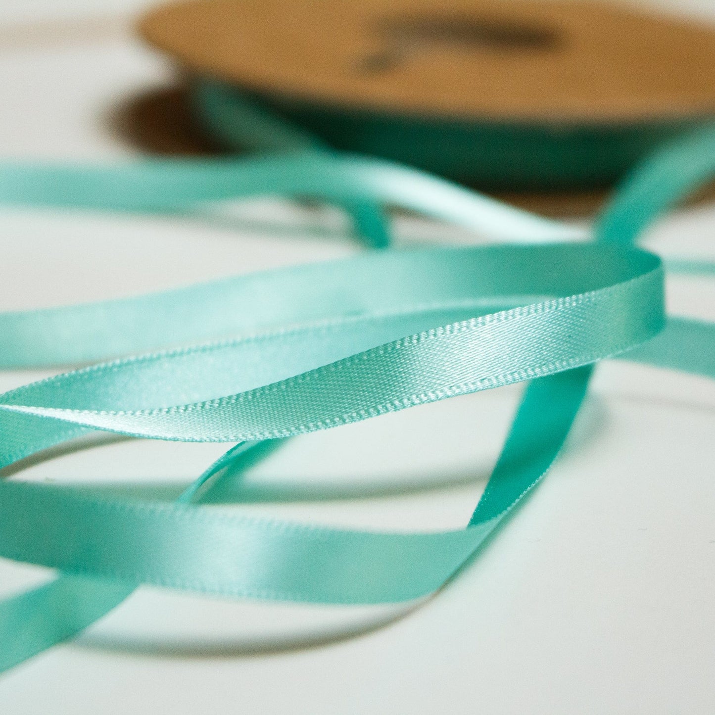 New Life Recycled Satin Ribbon - 7mm in Aqua