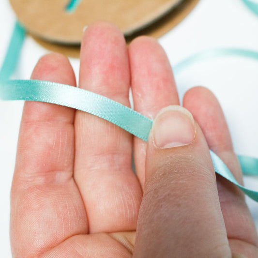 New Life Recycled Satin Ribbon - 7mm in Aqua