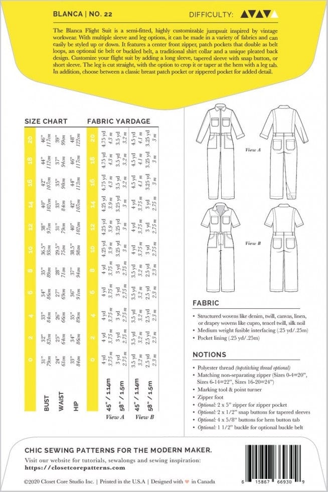 Closet Core Patterns: Blanca Flight Suit