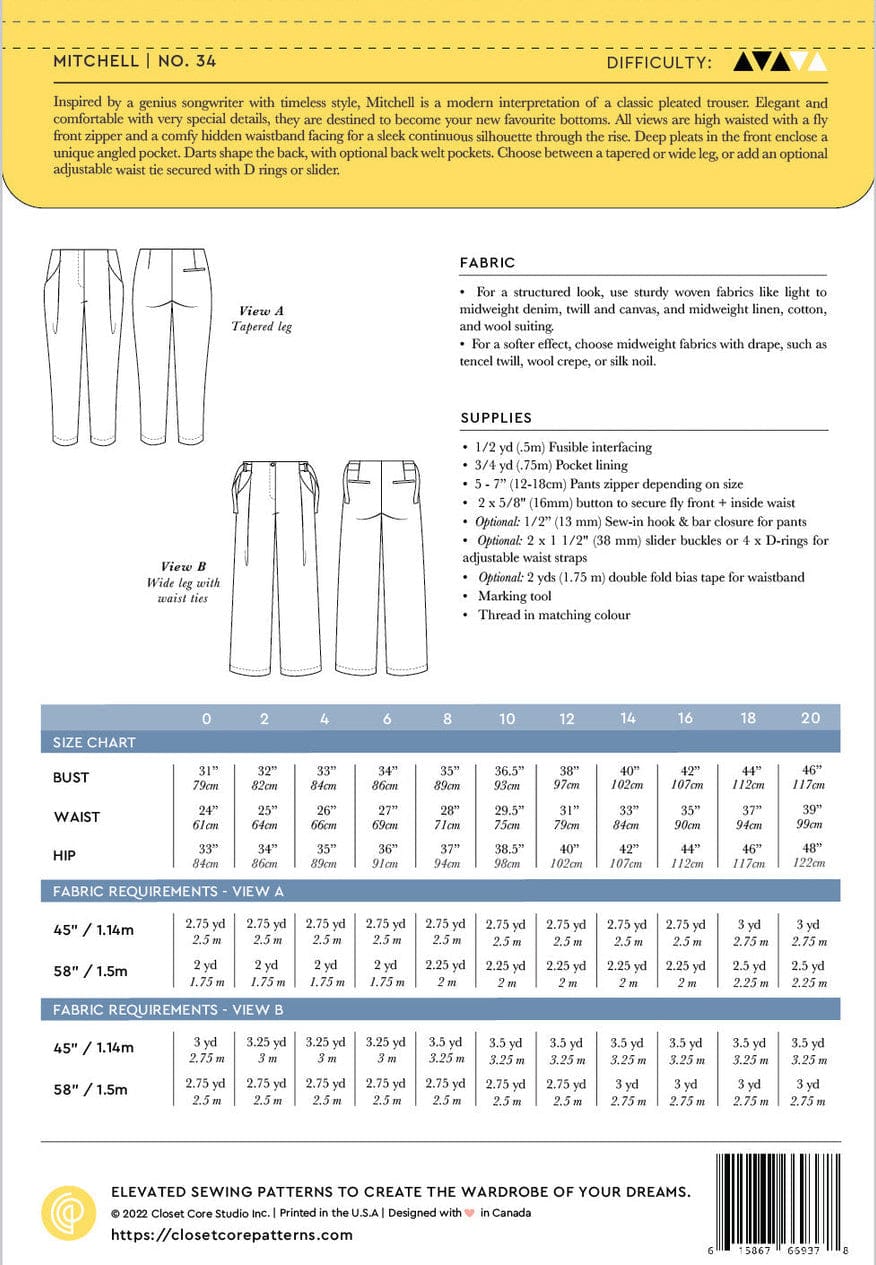 Closet Core Patterns: Mitchell Trousers