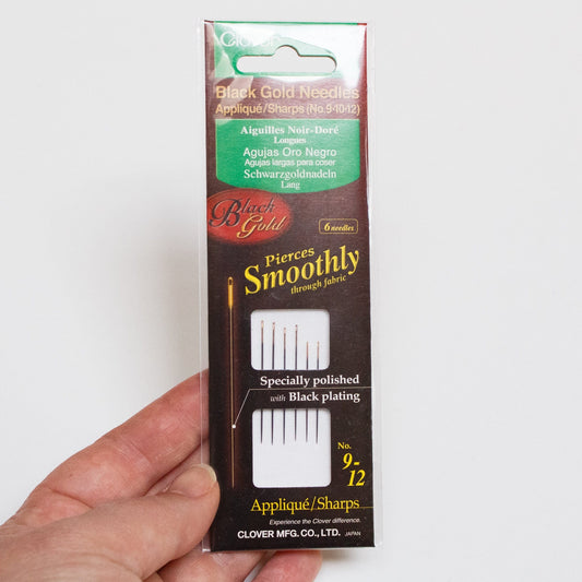 Clover Black Gold Needles - Quilting Betweens 9, 10, 12