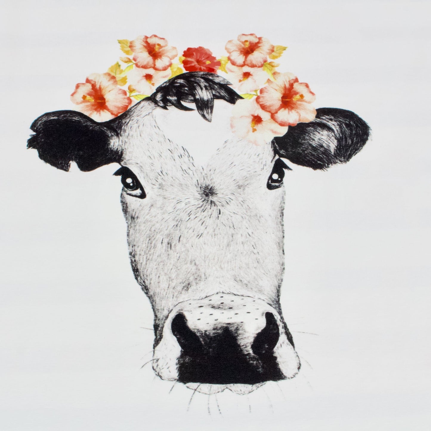Cotton Jersey with Cow Panel Print and Black and White Stripes