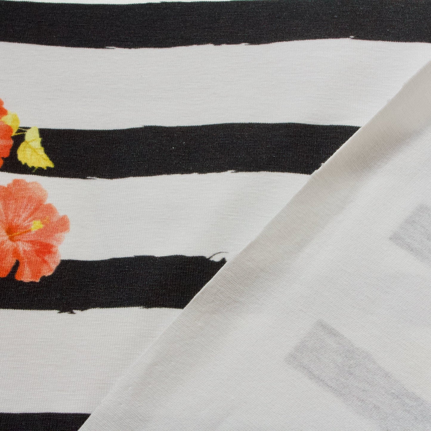 Cotton Jersey with Cow Panel Print and Black and White Stripes