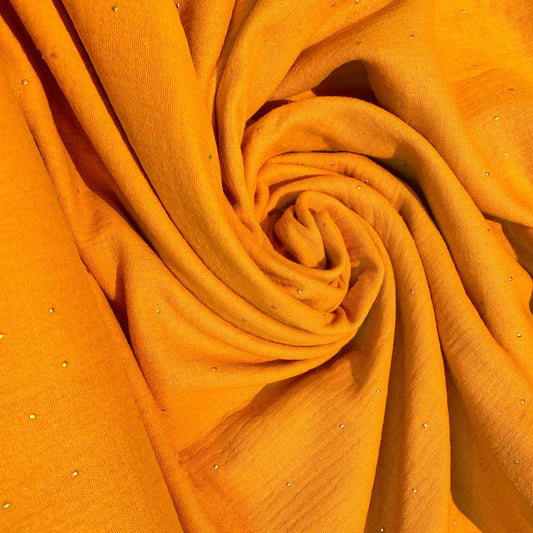 Cotton Double Gauze in Turmeric with Gold Spots