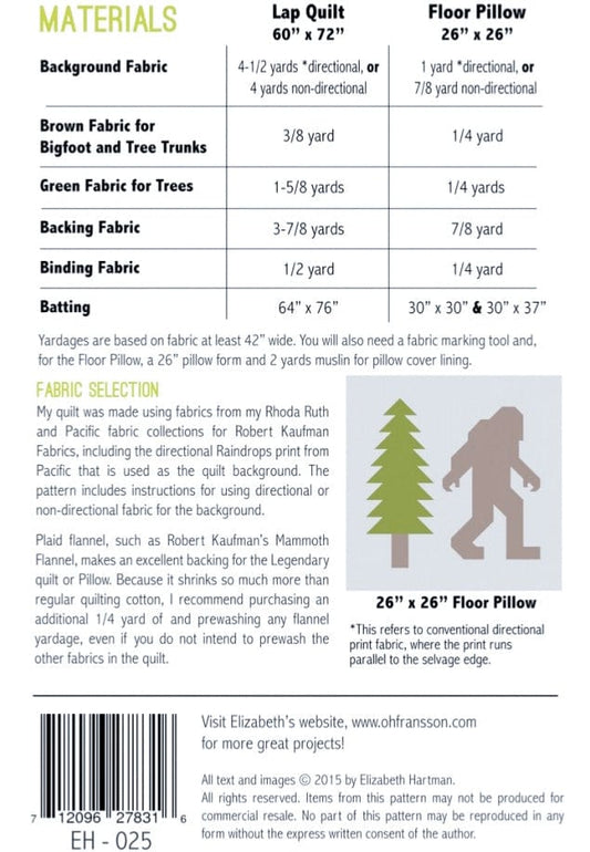 Elizabeth Hartman: 'Legendary' Lap Quilt and Floor Pillow Pattern