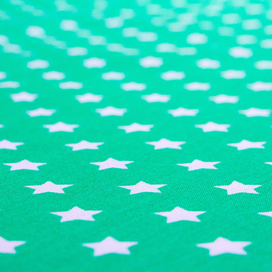 Cotton Poplin in Green with Star Print