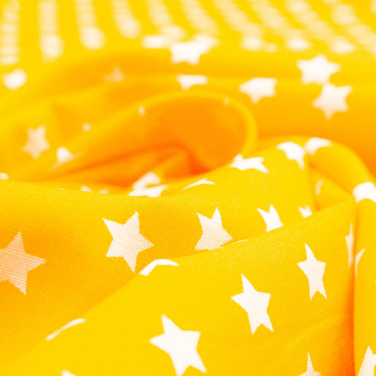 Cotton Poplin in Yellow with Star Print